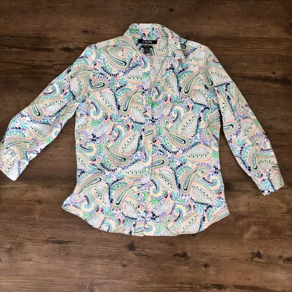 CHAPS Non-Iron Floral Button Down - Picture 5 of 6